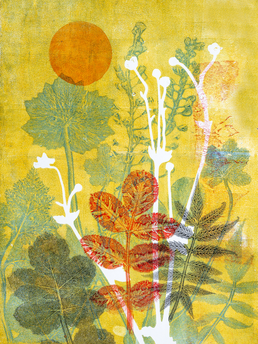 Botanisch motief in herfstkleuren