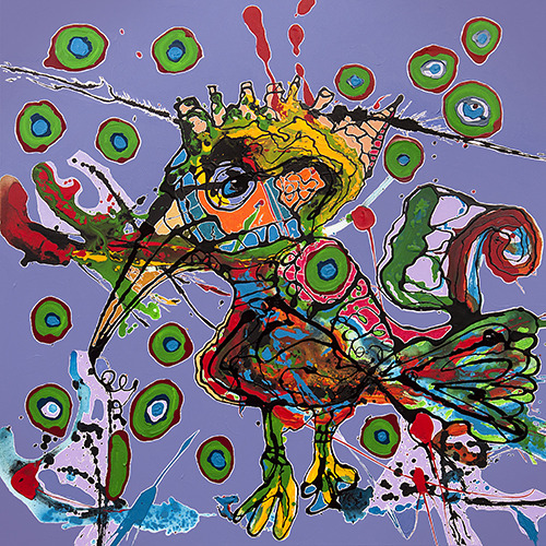 Walking Bird in a Flock of Faces