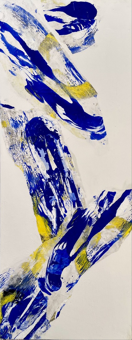 Abstract geel en blauw