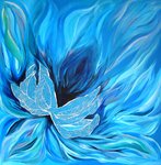 In deze groep zijn een aantal werken van Petra samengevoegd waarbij haar zoektocht naar abstractie vooral tot uiting komt in blauw.