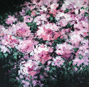 Ontdek een collectie kleurrijke schilderijen die je meenemen naar een prachtige weelderige tuin vol bloemen en planten.

