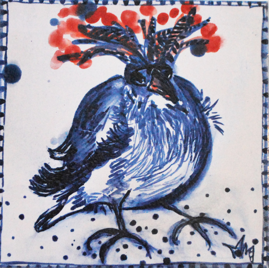 Vogel met rode pluimen