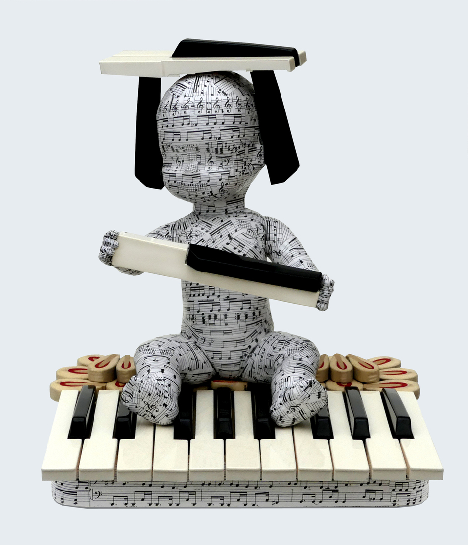 The piano keys are black and white