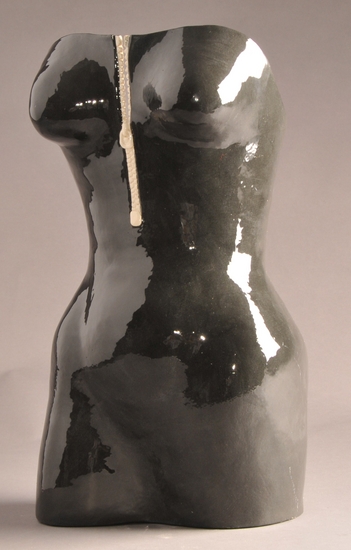 zwarte torso/witte rits