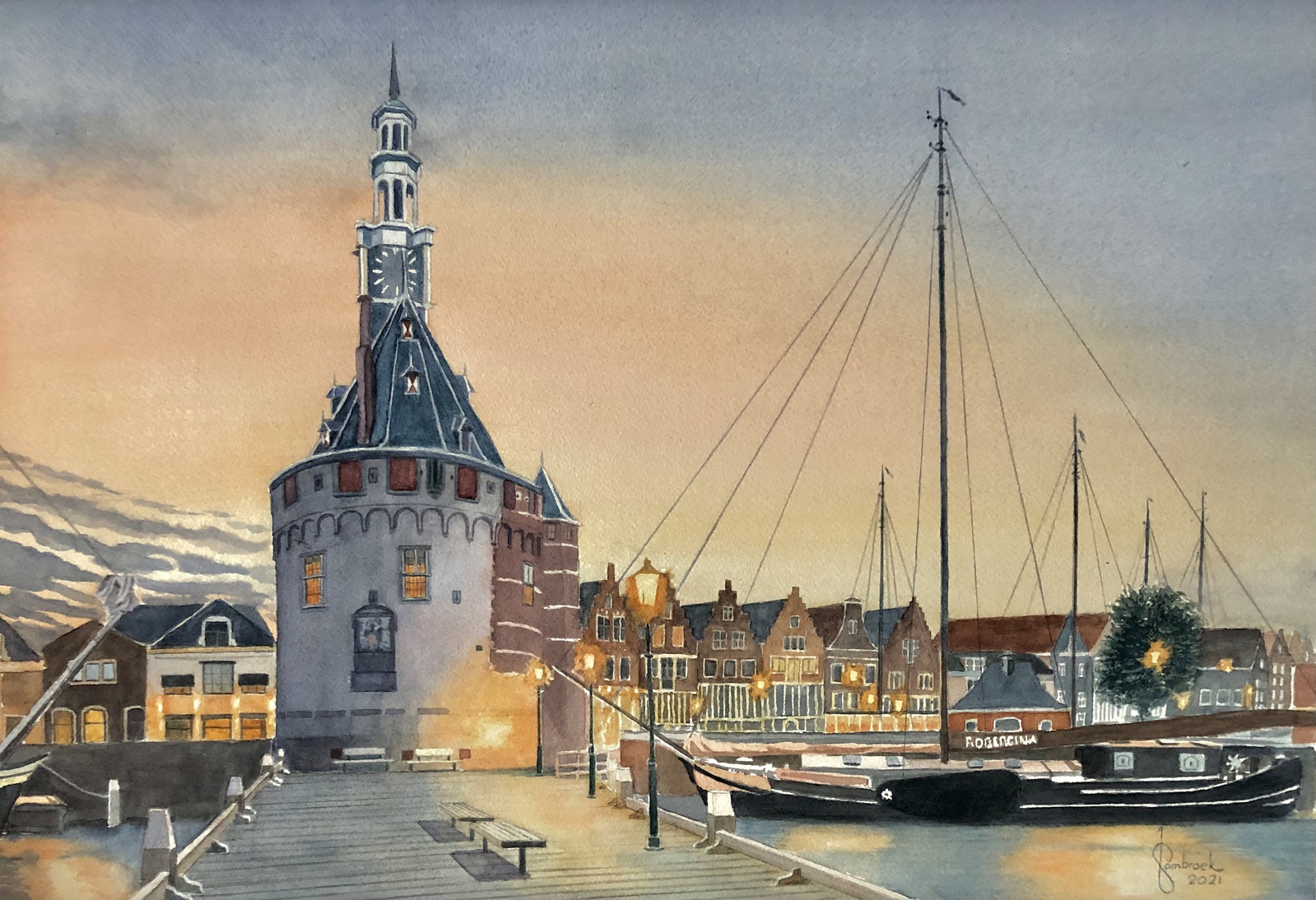 Hoorn het Houten Hoofd bij avond