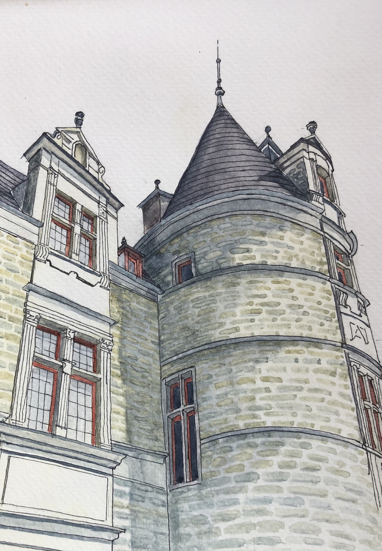 Chateau des Ravalet detail toren