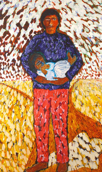 refugee father and child