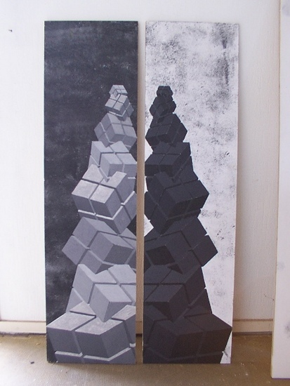 White with Black Blocks/
