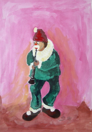 Clown met klarinet