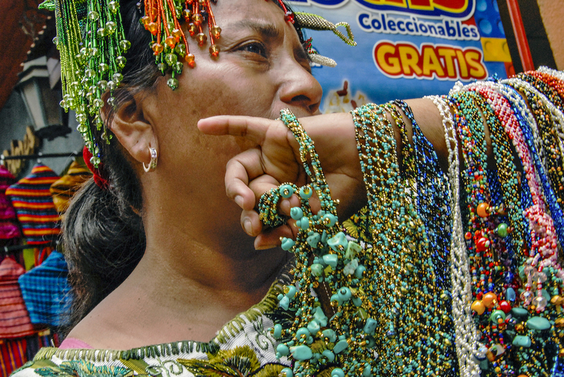 Woman selling jewelry