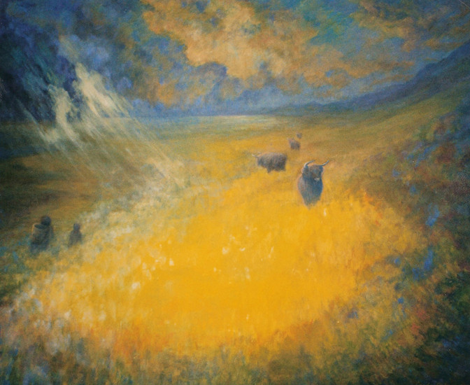 landschap met geel veld