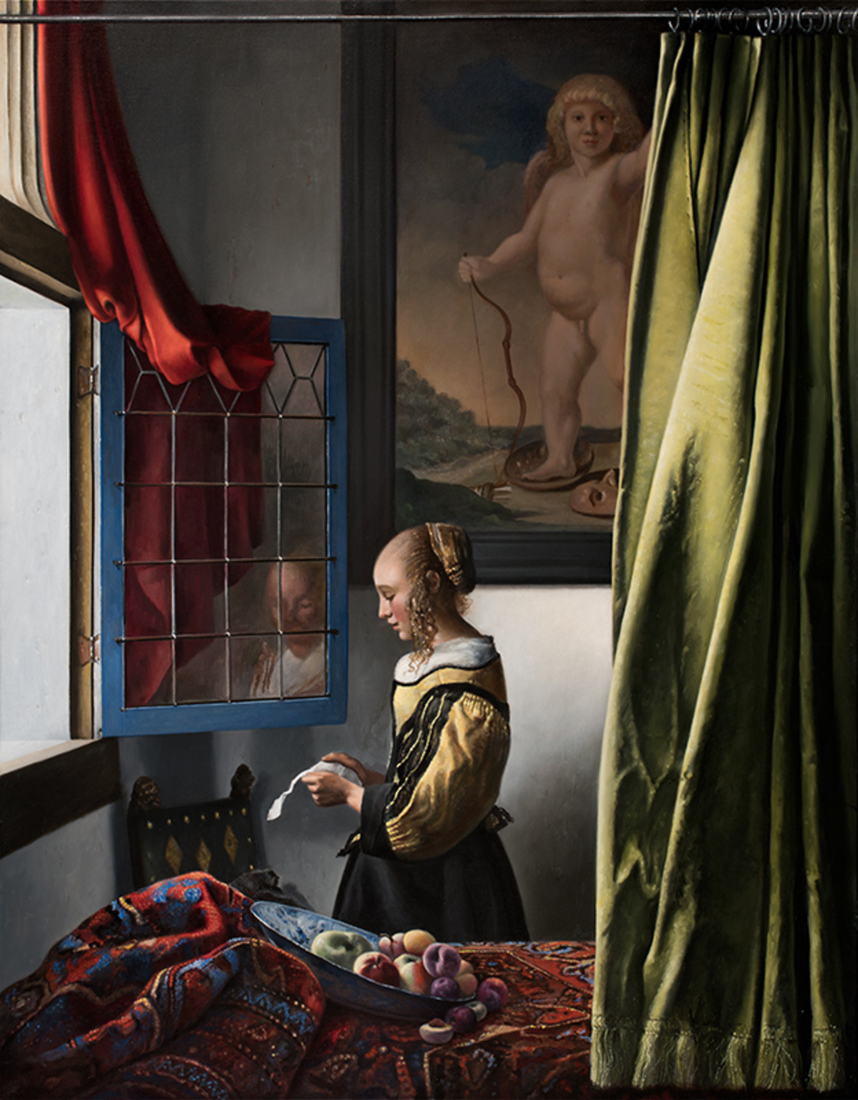 Brieflezend meisje bij open raam - Vermeer door mvc