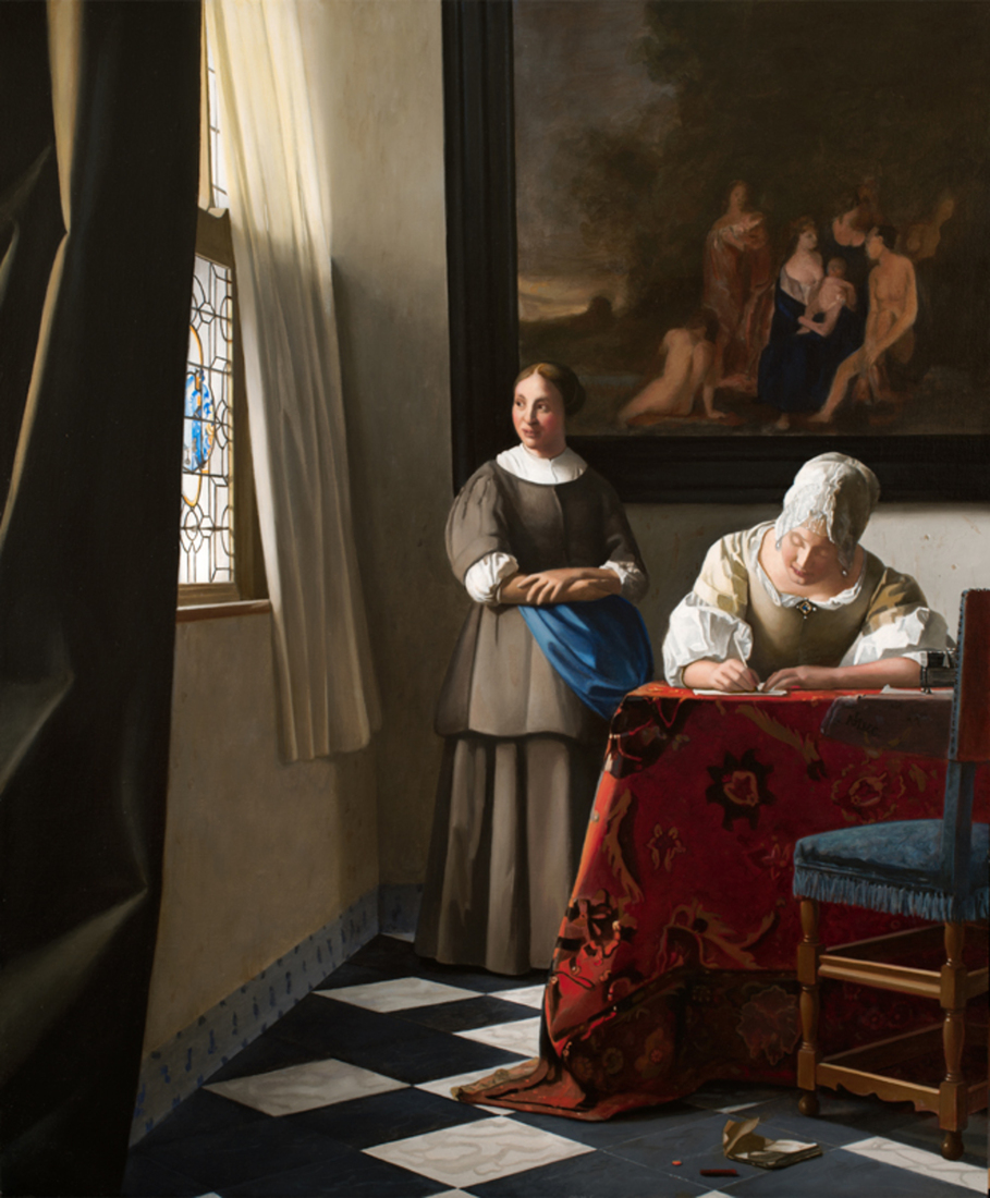Lady writing a Letter with her Maid - Vermeer by mvc