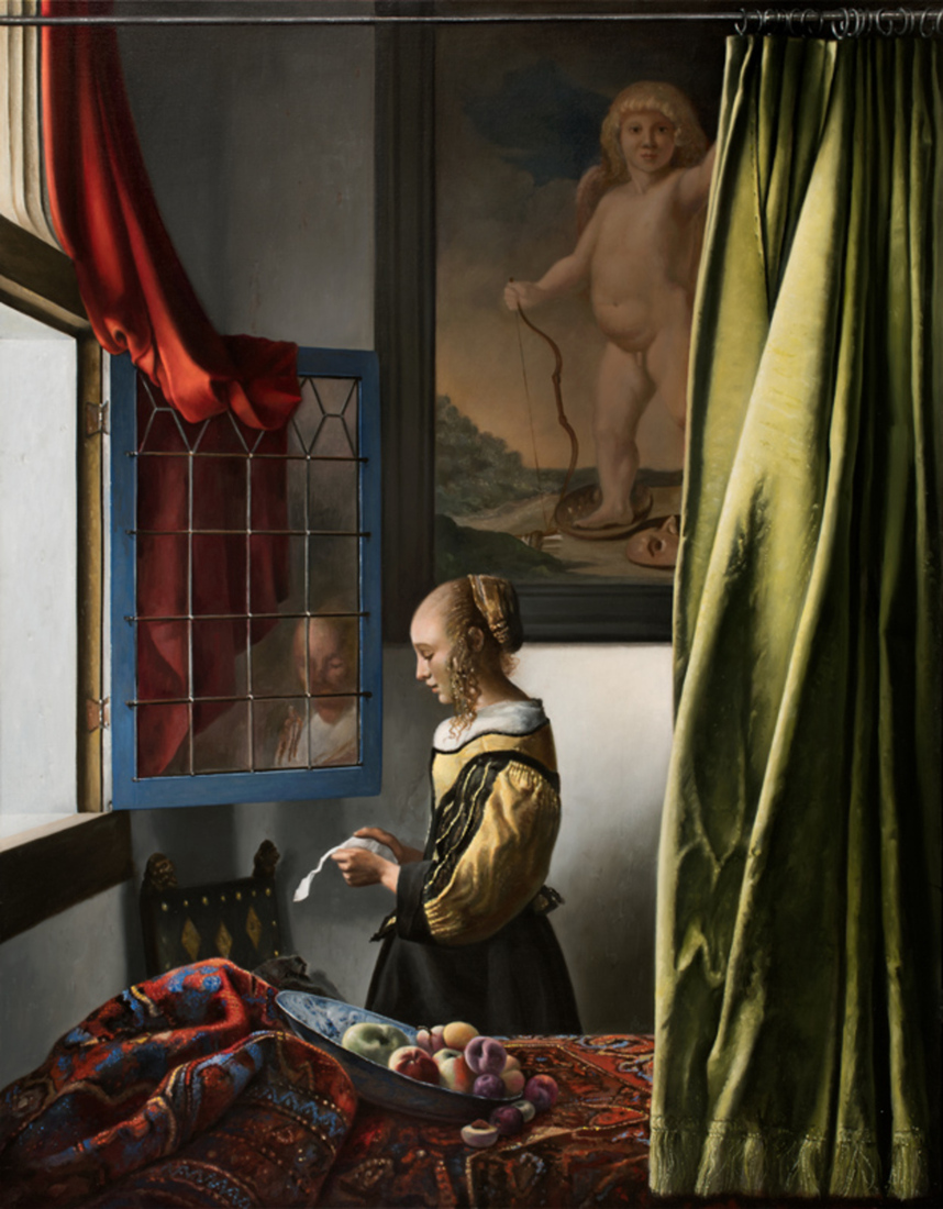 Brieflezend meisje bij open raam - Vermeer door mvc