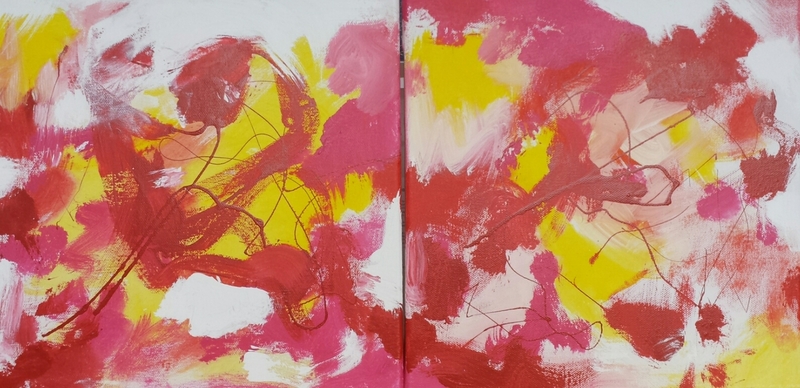 red abstract diptych I2016