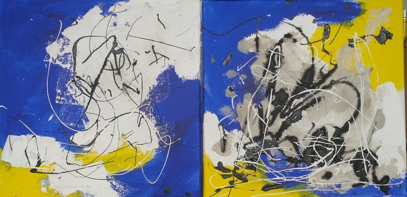 blue abstract diptych 2016