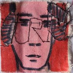 Kleine textielschilderijtjes met mixed media, ingelijst in 3D lijst.