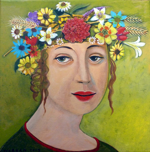  Afbeeldingen van vrouwen met bloemen in het haar.