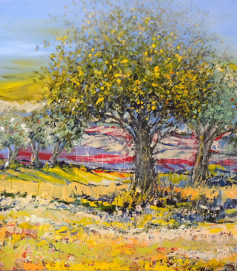 Apple tree with yellow apples