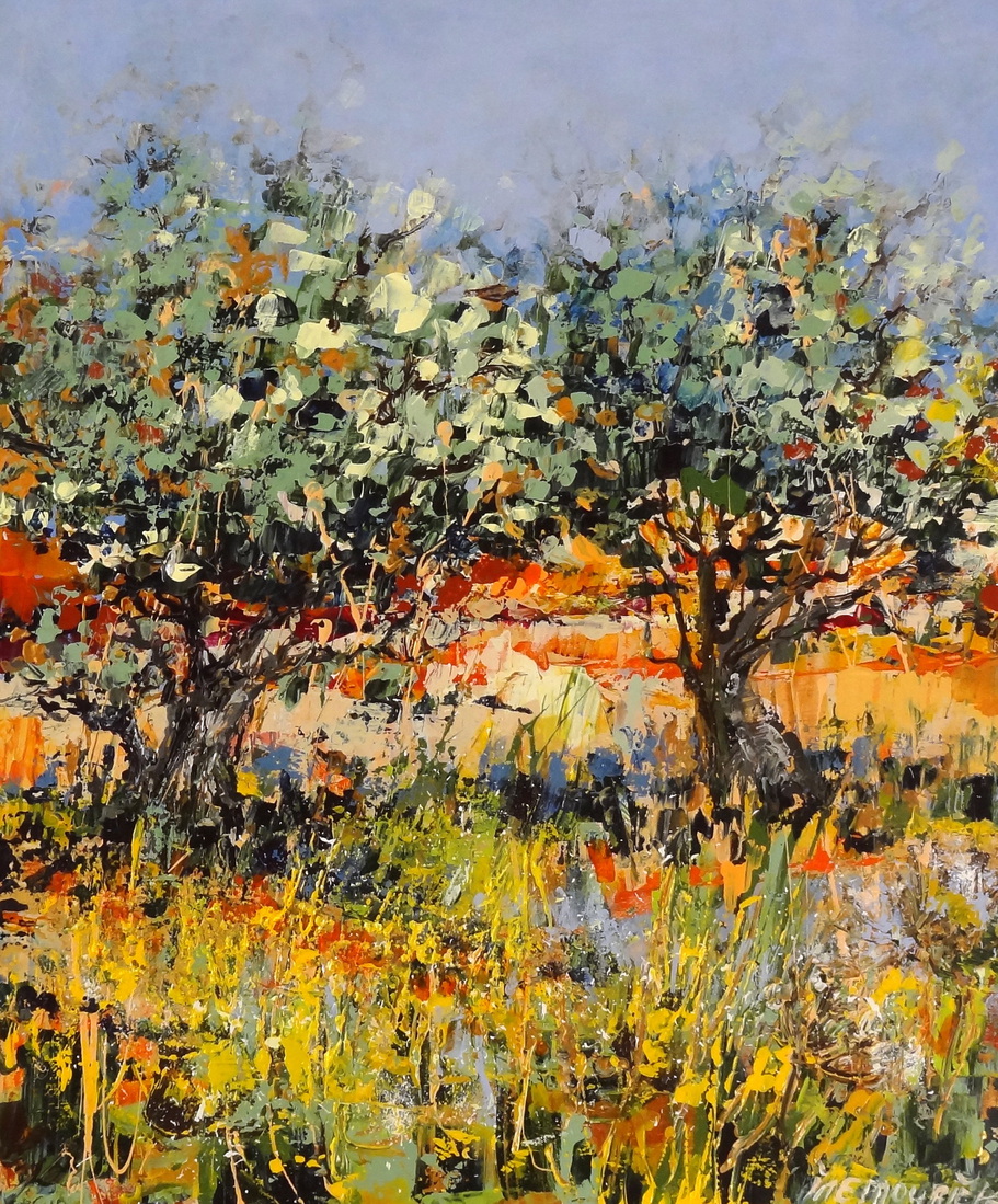Wild flowers near the olive trees 