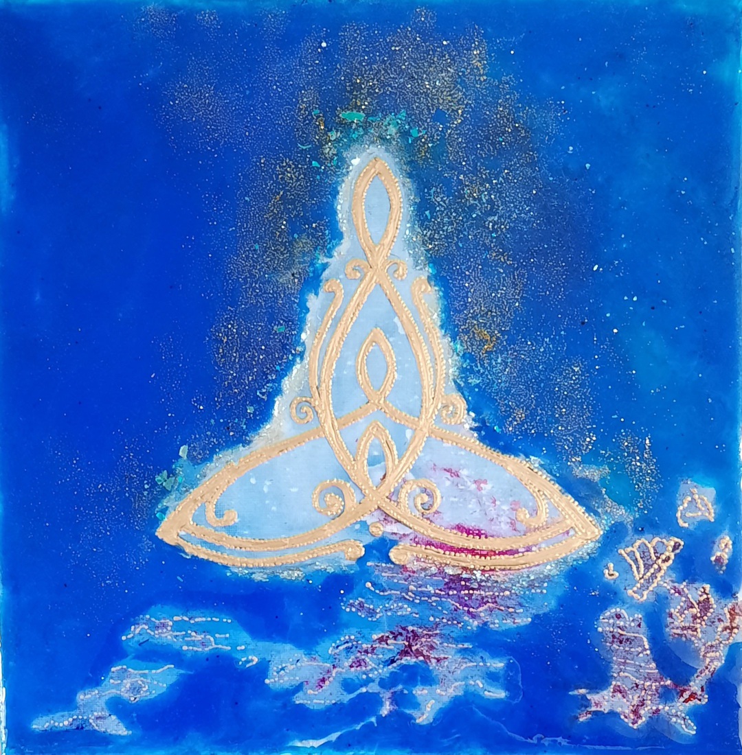 Kobalt blauw moeder met kinderen