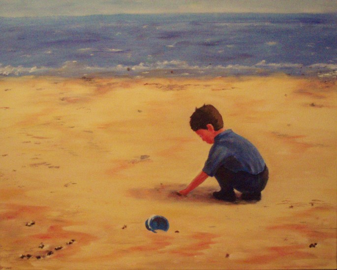 Spelend op het strand