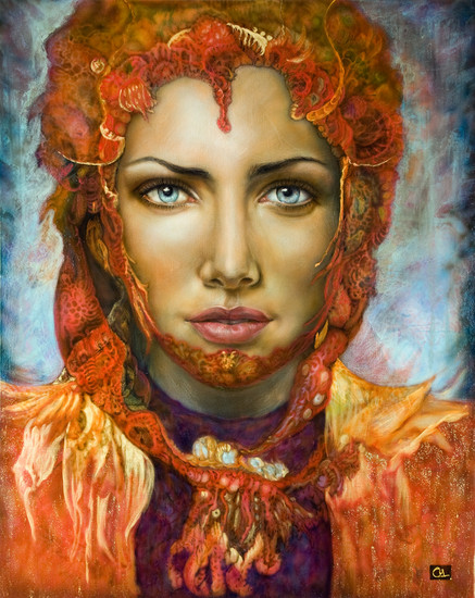 Dame met kap en mantel