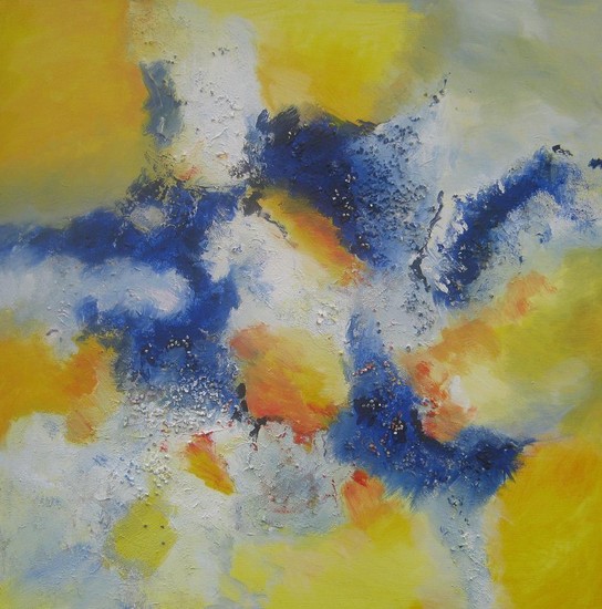 compositie in blauw en geel nr.3