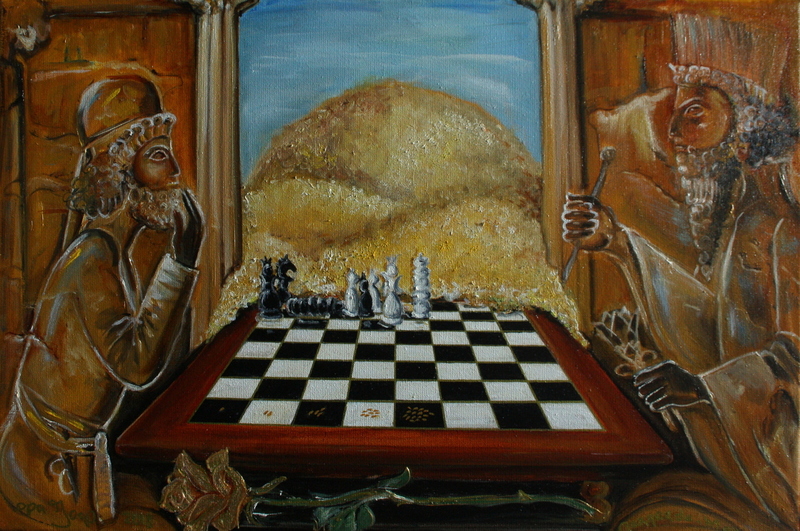Het schaakbord en de graankorrel in plaats van de gouden roos