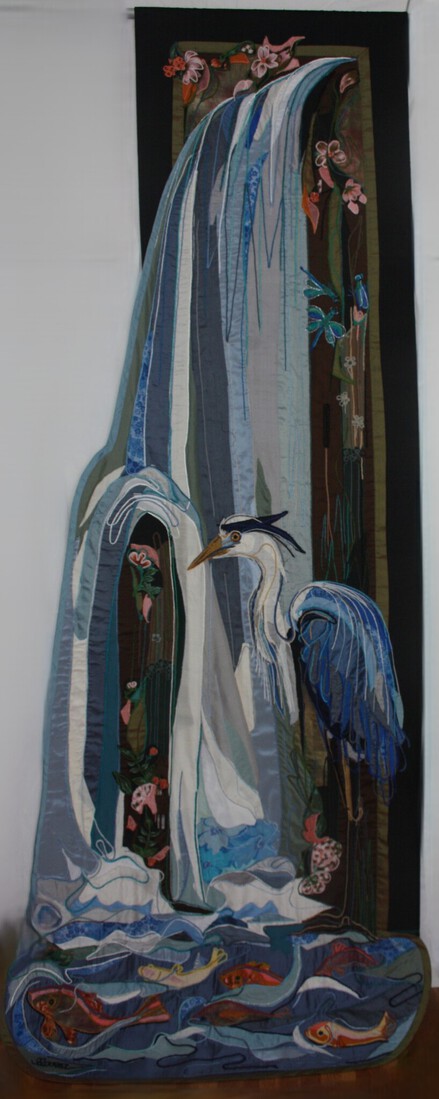 Waterval met reiger