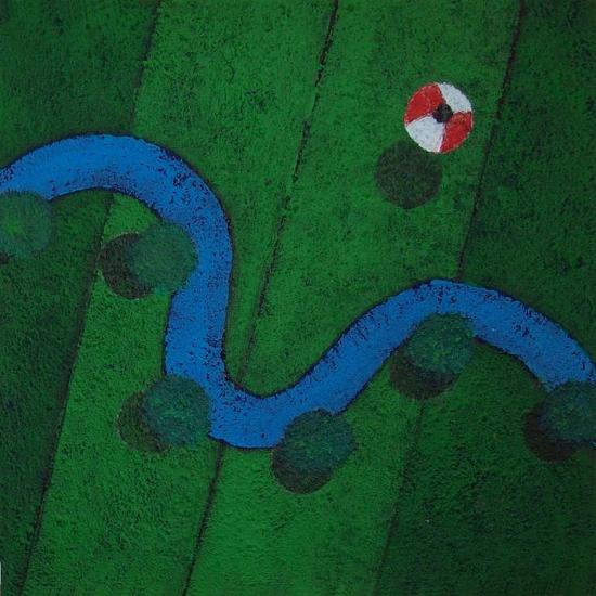 Ballon rood wit op groen (236)