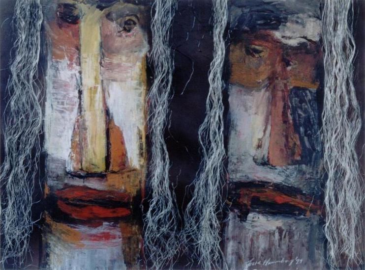 twee maskers met sisal