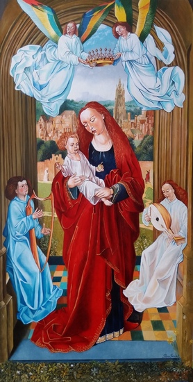 Moeder Gods met Jezuskind en Engelen
