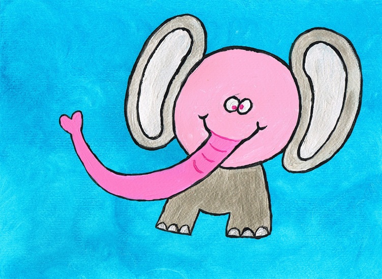 Olifant met roze snuit
