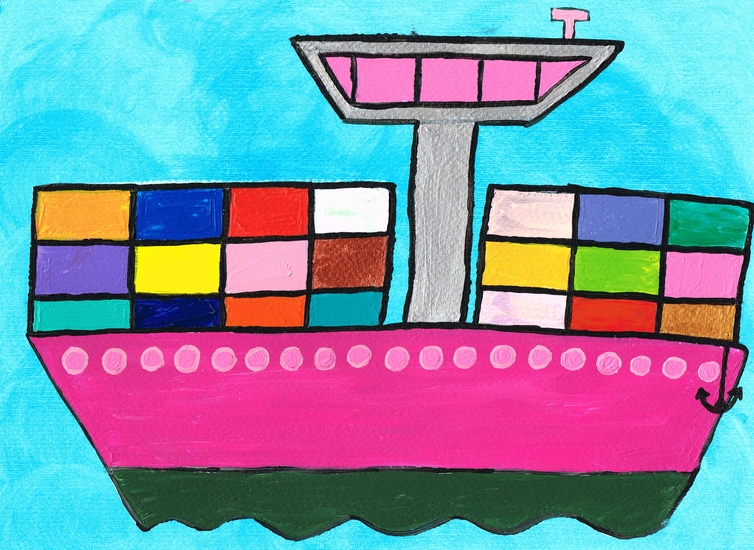Roze Containerschip