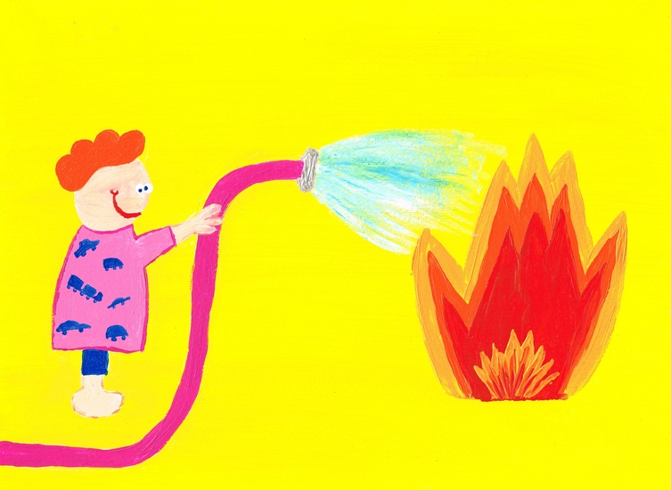 Peutertje Petertje blust een brandje