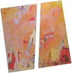 in 2008 ben ik weer flink aan het schilderen geweest met veel schilderijen met ongelijkvormige hoeken (zowel groot als klein) en een serie kleine paneeltjes