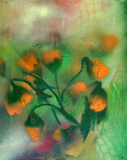 Abstracte bloemen, oranje