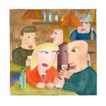 Mensen. Waar vroeger weinig of geen mensen in mijn werk voorkwamen, teken ik nu vooral menselijke figuren. Ogen fascineren me zeer en zijn dan ook prominent aanwezig, als een uitwendige indicator voor de aan- of afwezigheid van bewustzijn.