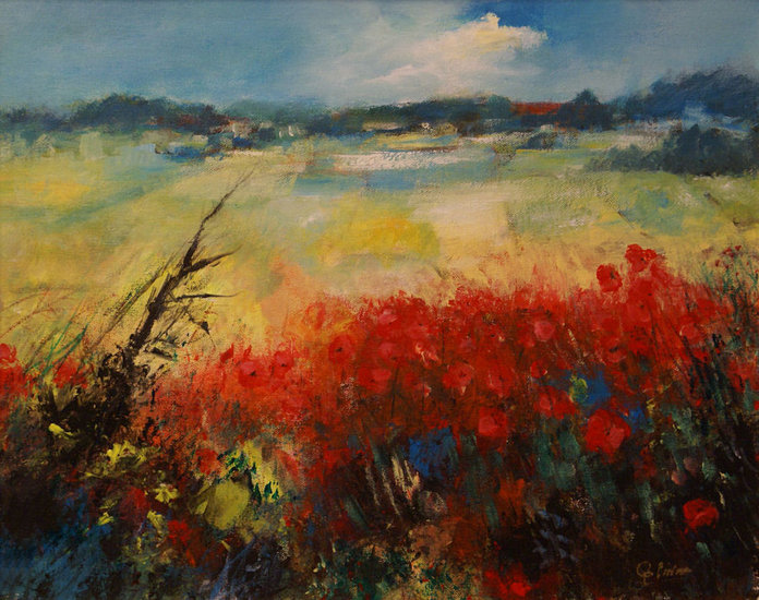 landschap met klaprozen