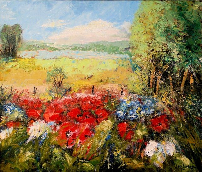 landschap met bloemen