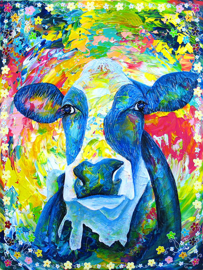 Delfts-Blauw-Flower-Cow