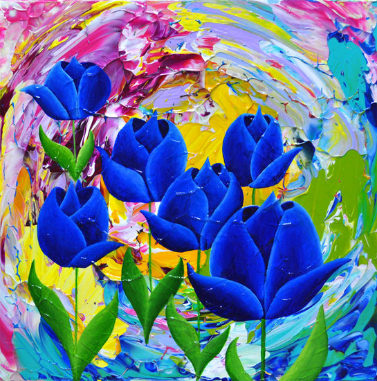 6 Blue Tulips