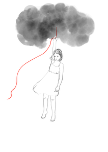 expositie van MIND REPAIR

Diori van Elswijk laat zich inspireren door de grote én kleine dingen in het leven. In recent werk brengt ze personages en natuurlijke elementen sprookjesachtig samen en creëert hiermee een wereld van vervreemding en verwondering. 

Hou-vast verbeeldt de donkere wolk die angst kan zijn. De wolk die je machteloos meevoert naar het onbekende, steeds verder bij jezelf vandaan. De rode levenslijn biedt houvast, verbinding en groei voor de toekomst.
