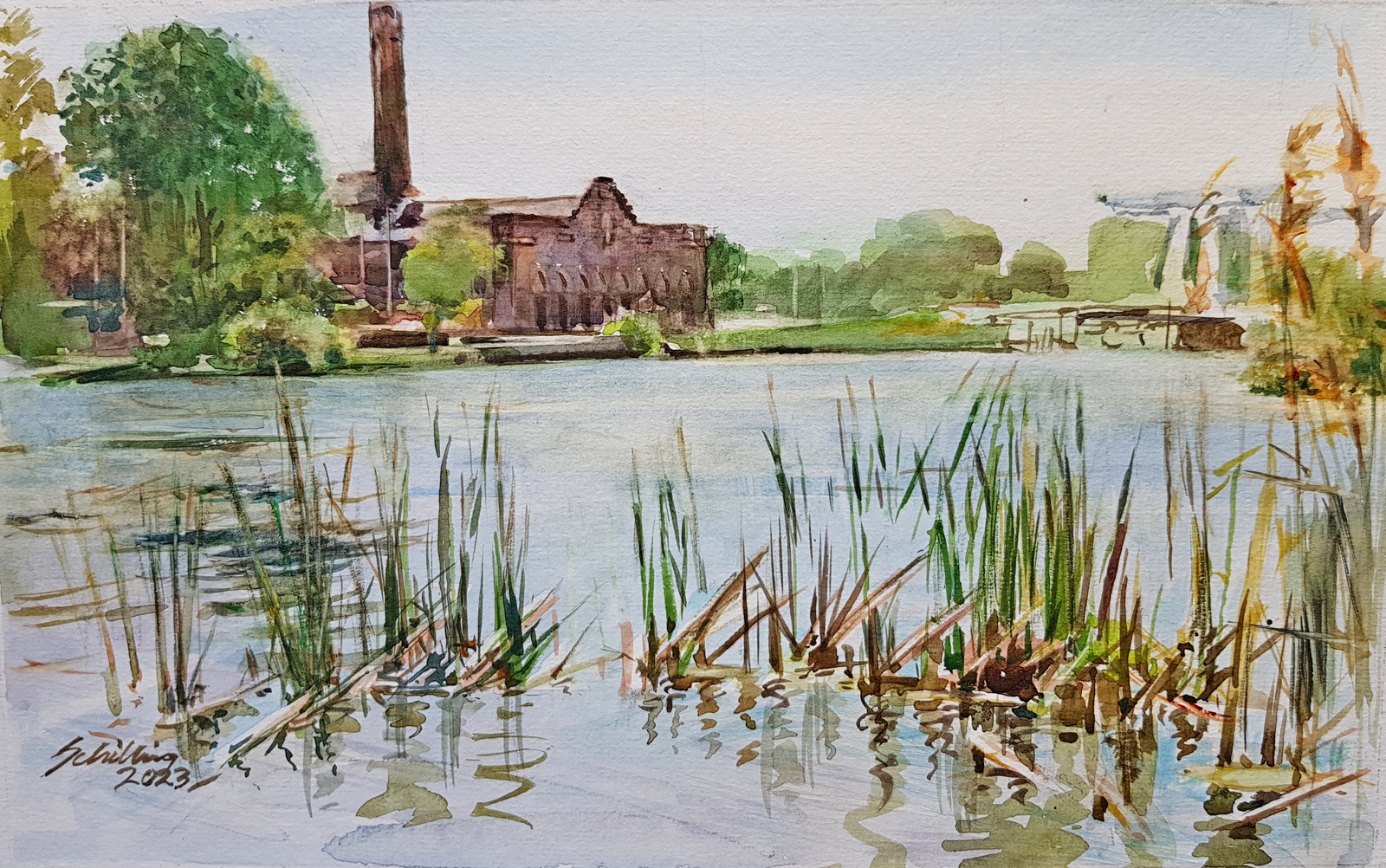 Zicht op stoomgemaal Qruiquis