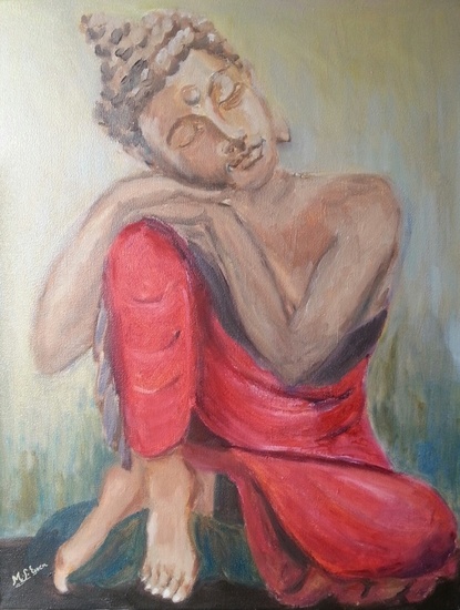 Boeddha met rode kledij