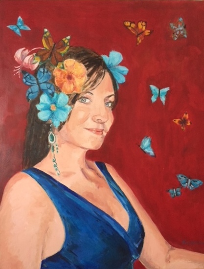 portret met vlinders