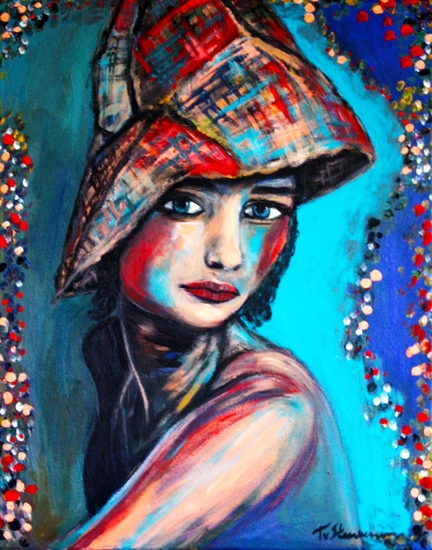 24513 GIRL WITH HAT