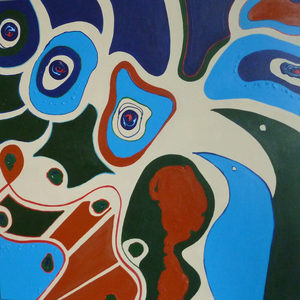 Kribbels op doek met acryl en olieverf