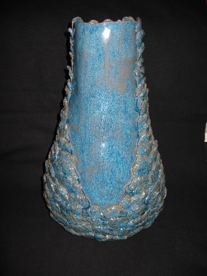 Hoge blauw/groene vaas